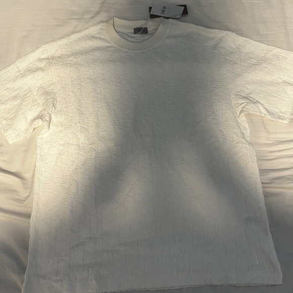 Dior White Oblique Embossed T-Shirt - Picture 1 of 4